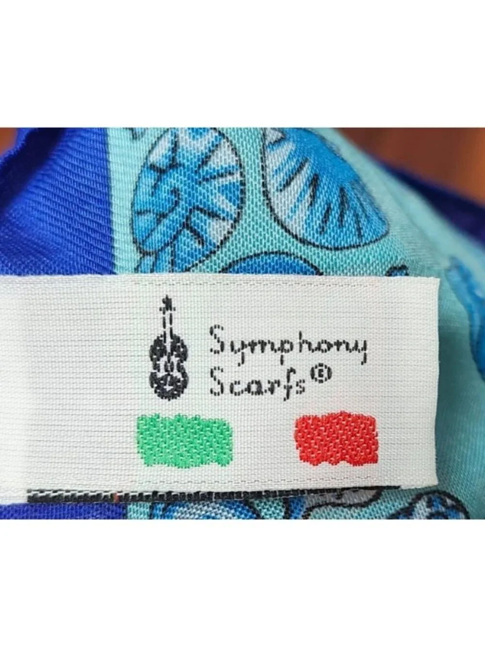 Vintage Symphony Scarf Co Italy Blue Seashell Print Silk Scarf Pocket Square